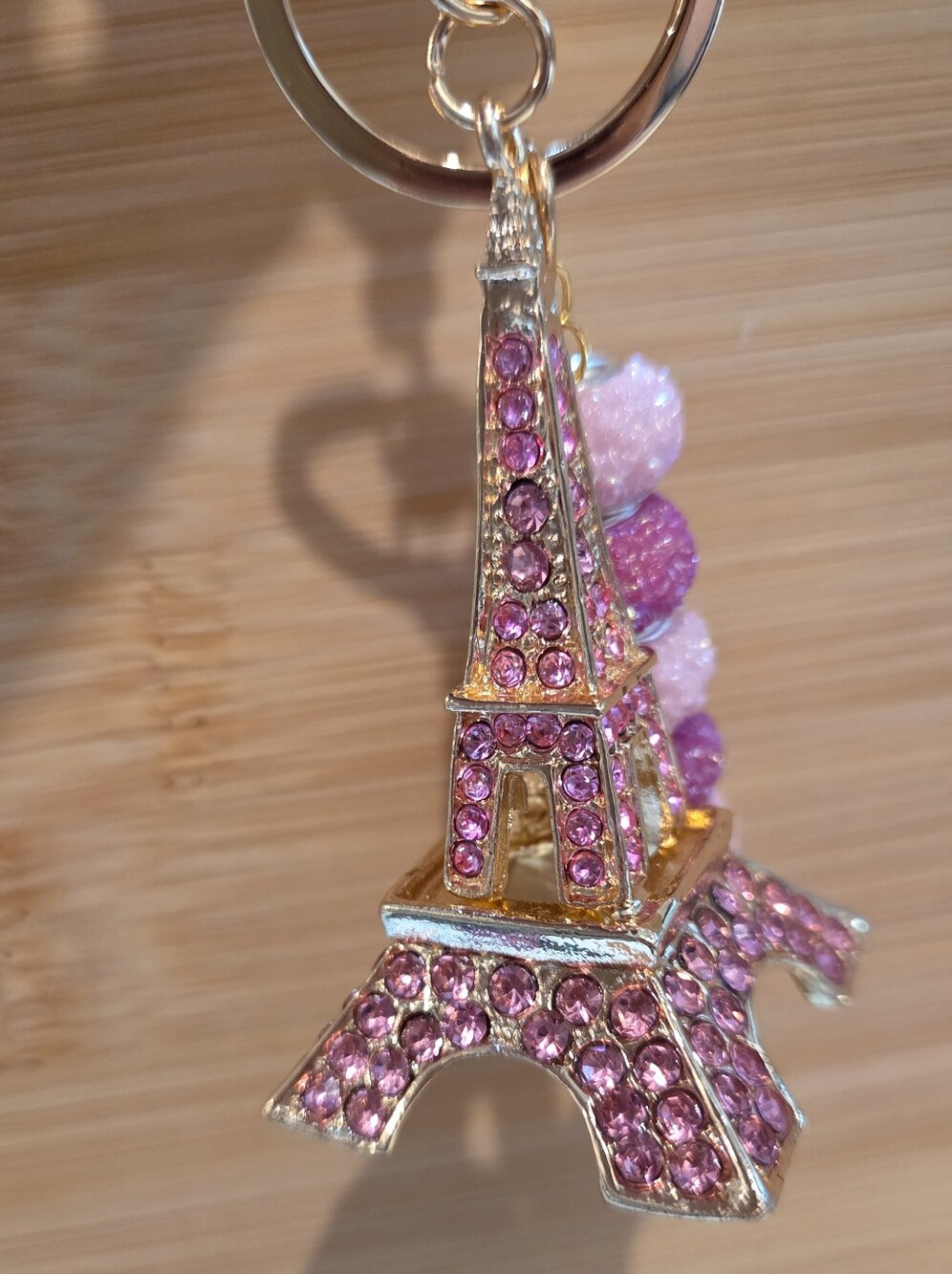 🗼 Sparkly Pink Rhinestone Eiffel Tower Keychain / Purse Charm - Picture 3 of 16